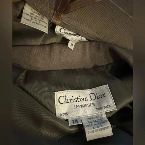 Christian Dior 100%wool khaki green skirt sets (2pcs) size 14 - Picture 13 of 13